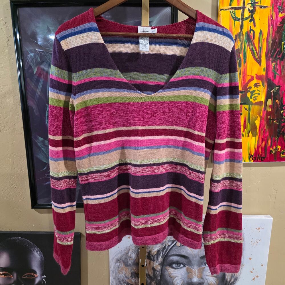 Y2K Calvin Klein V-Neck Boho Cottagecore Lightweight Knit Sweater Large